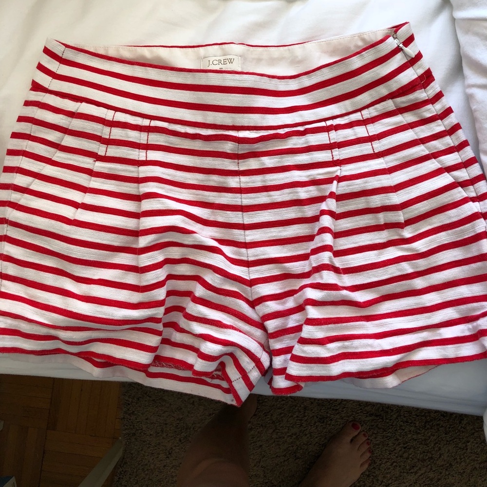 JCREW striped high waisted shorts